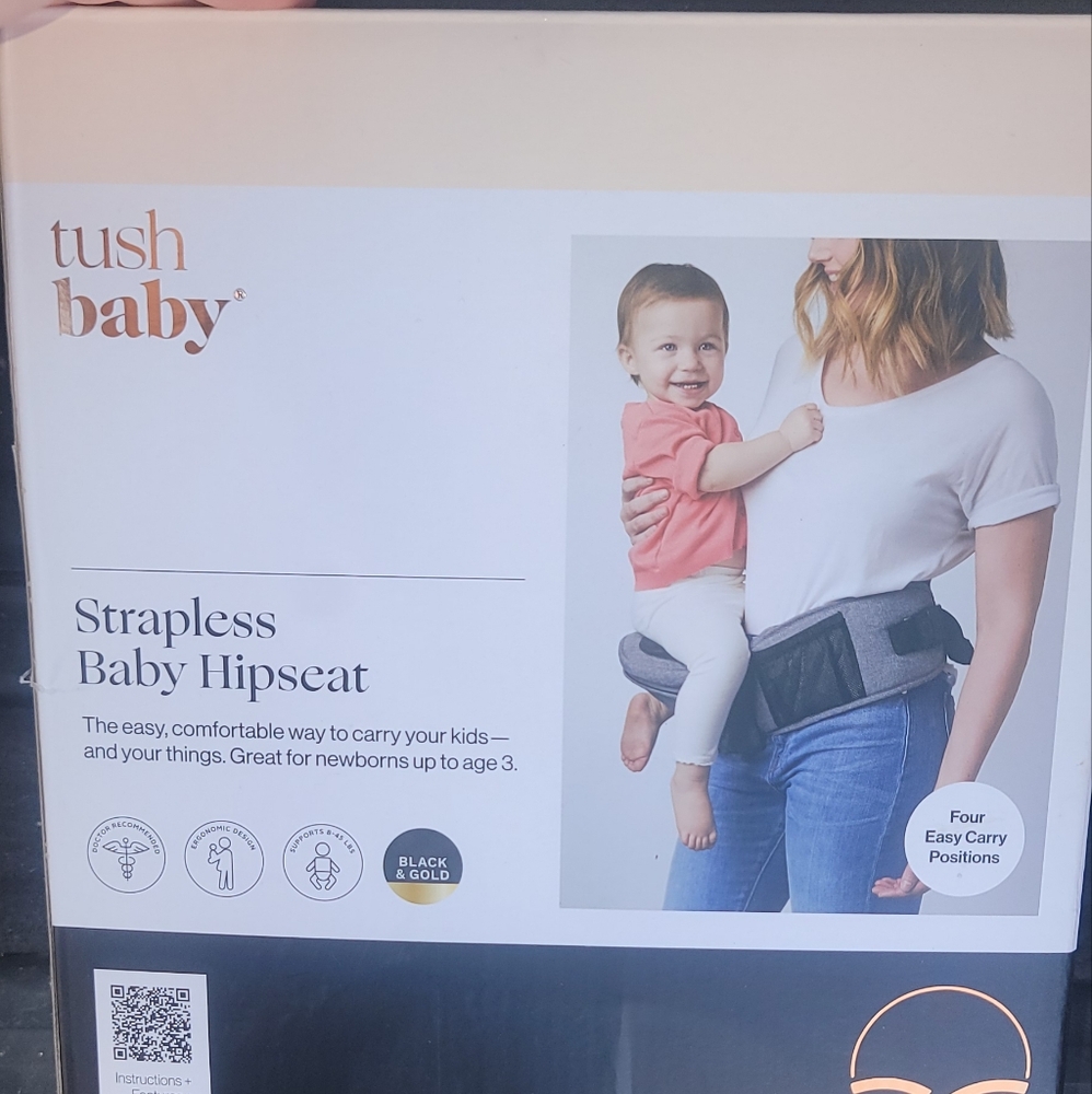 Tush Baby Strapless Baby Hipseat - Black and Gold